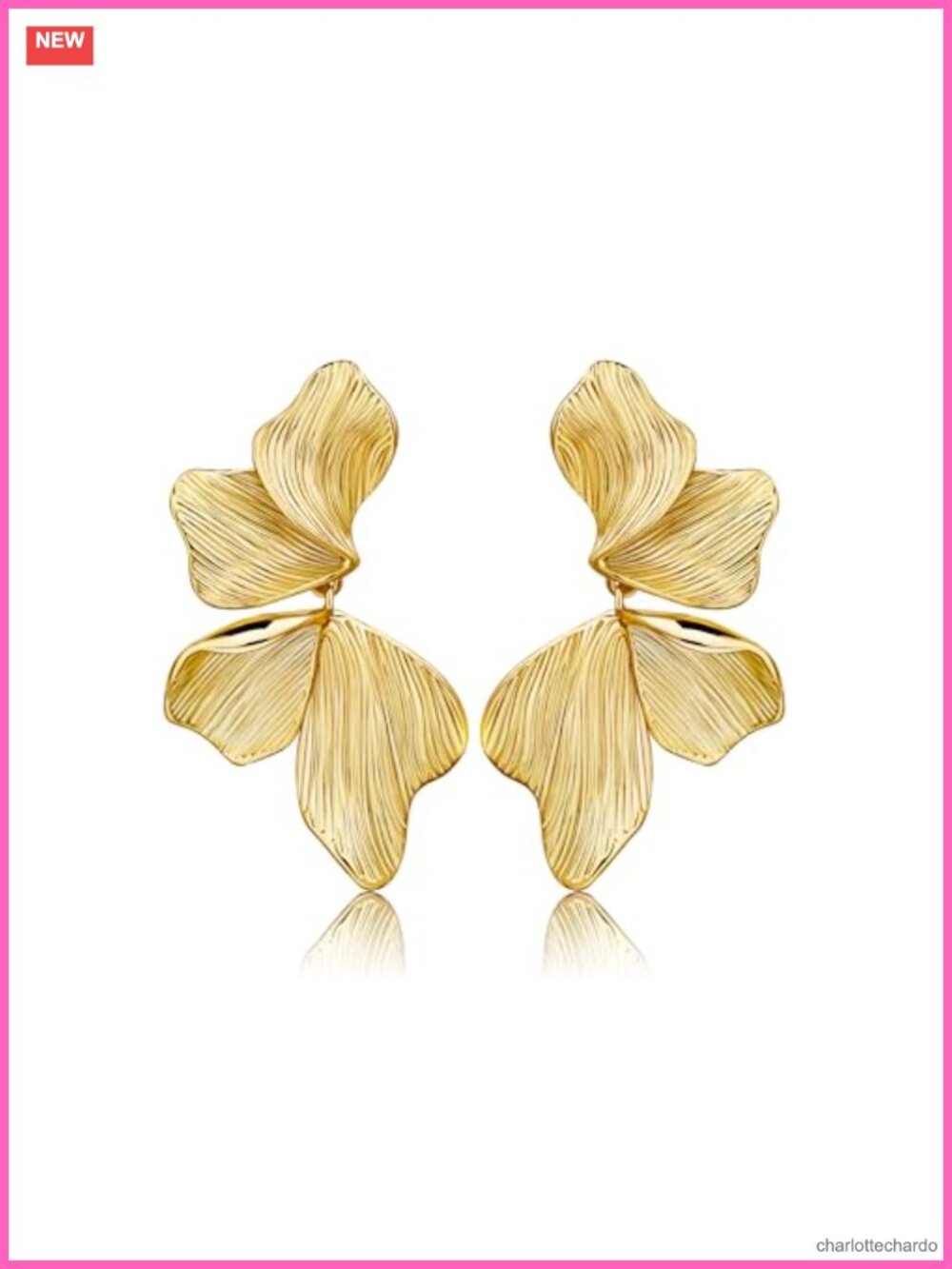 18K Gold Plated Sectored Flower Leaf Shell Angel Wing Stud Earrings Women